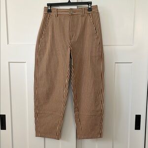 Everlane Utility Barrel Pants - Brown & White Striped